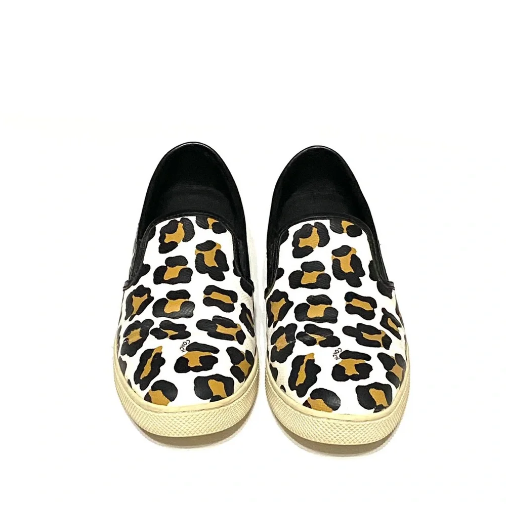 Coach Parkside Ocelot Leopard Print Leather Slip-ons - Picture 6 of 13